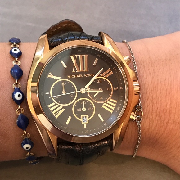 Michael Kors Rose Gold watch w/ leather band - Picture 1 of 7